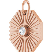 14K Rose .06 CT Natural Diamond Medallion Pendant