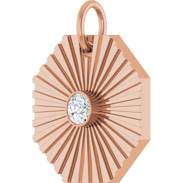 14K Rose .06 CT Natural Diamond Medallion Pendant