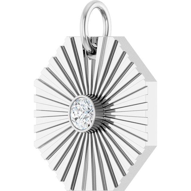 Sterling Silver .06 CT Natural Diamond Medallion Pendant