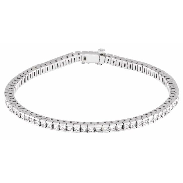 14K White 3 9/10 CTW Natural Diamond Line 7 1/4" Bracelet
