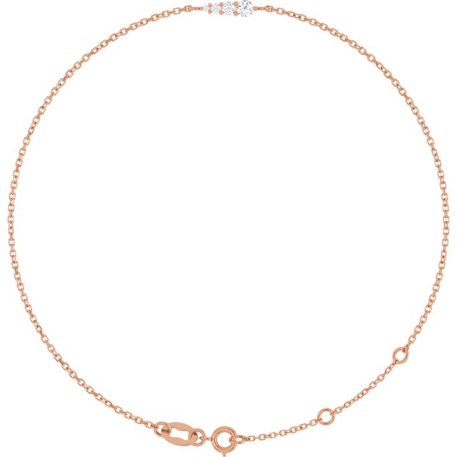 14K Rose 1/10 Natural Diamond Graduated 6 1/2-7 1/2" Bracelet