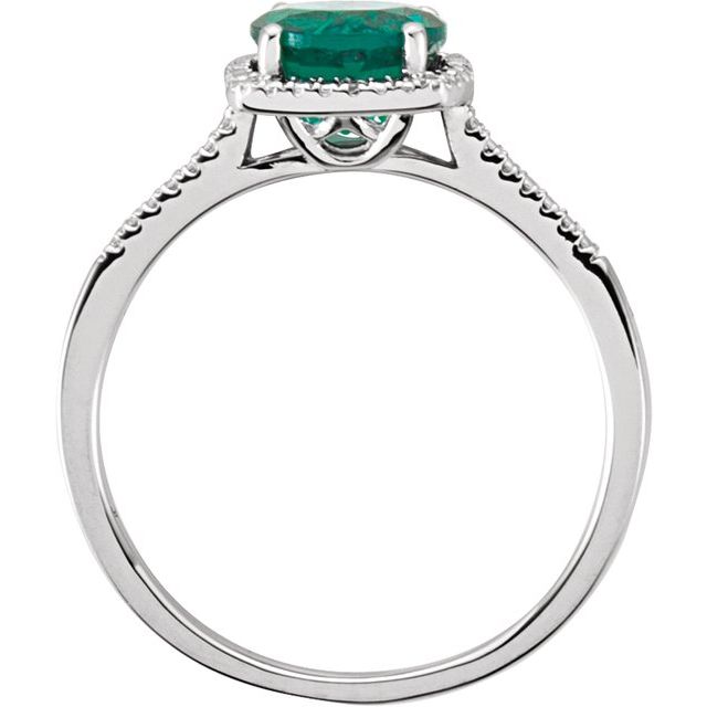 Sterling Silver Lab-Grown Emerald & .01 CTW Natural Diamond Ring
