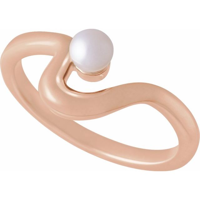 14K Rose Cultured White Freshwater Pearl Freeform Ring
