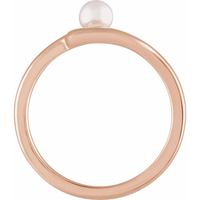 14K Rose Cultured White Freshwater Pearl Freeform Ring