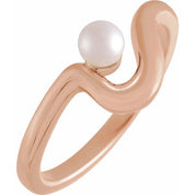 14K Rose Cultured White Freshwater Pearl Freeform Ring