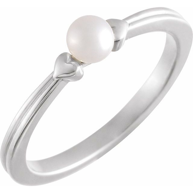 Sterling Silver Cultured White Freshwater Pearl Heart Ring - 6710:101:P
