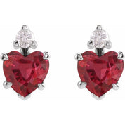 14K White Lab-Grown Ruby & .06 CTW Natural Diamond Stud Earrings