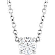 14K White 4 mm Natural White Sapphire 16-18" Necklace