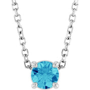 14K White 4 mm Natural Blue Zircon 16-18" Necklace