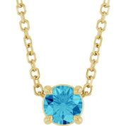 14K Yellow 4 mm Natural Blue Zircon 16-18" Necklace