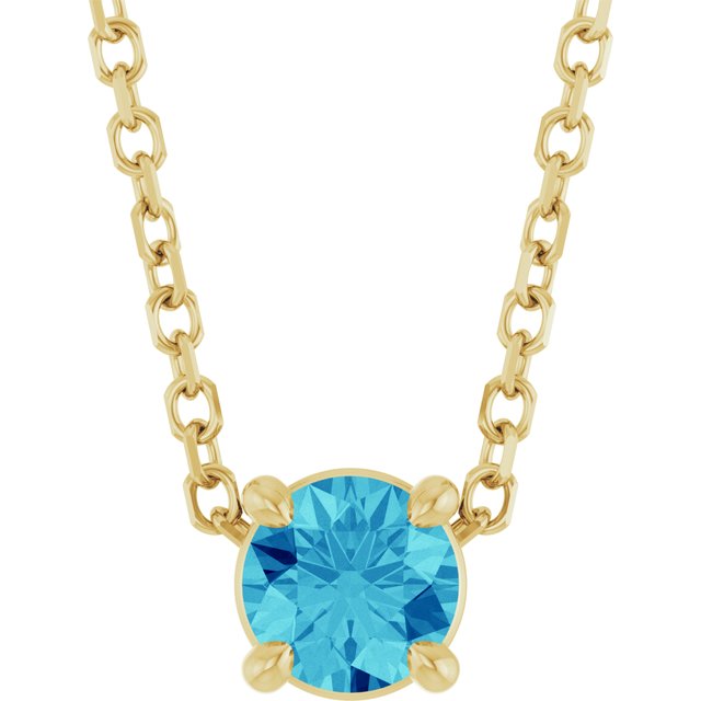 14K Yellow 4 mm Natural Blue Zircon 16-18" Necklace
