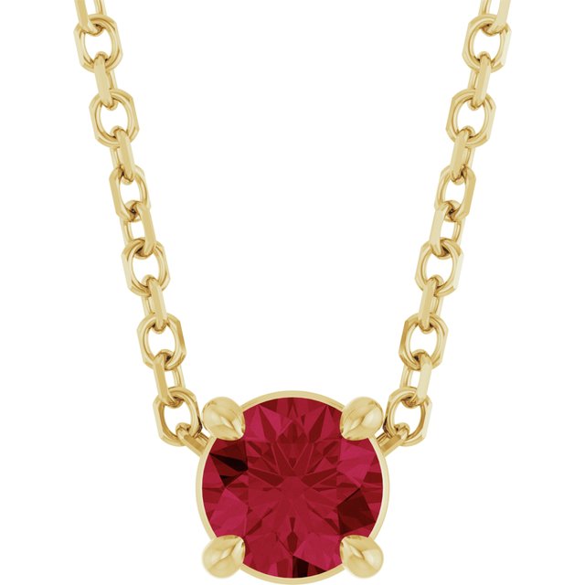 14K Yellow 4 mm Natural Ruby 16-18" Necklace