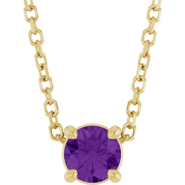 14K Yellow 4 mm Natural Amethyst 16-18" Necklace