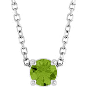 Sterling Silver 4 mm Natural Peridot 16-18" Necklace