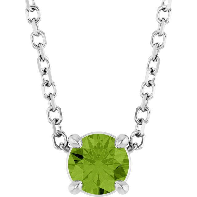 Sterling Silver 4 mm Natural Peridot 16-18" Necklace