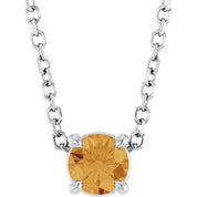 14K White 4 mm Natural Citrine 16-18" Necklace