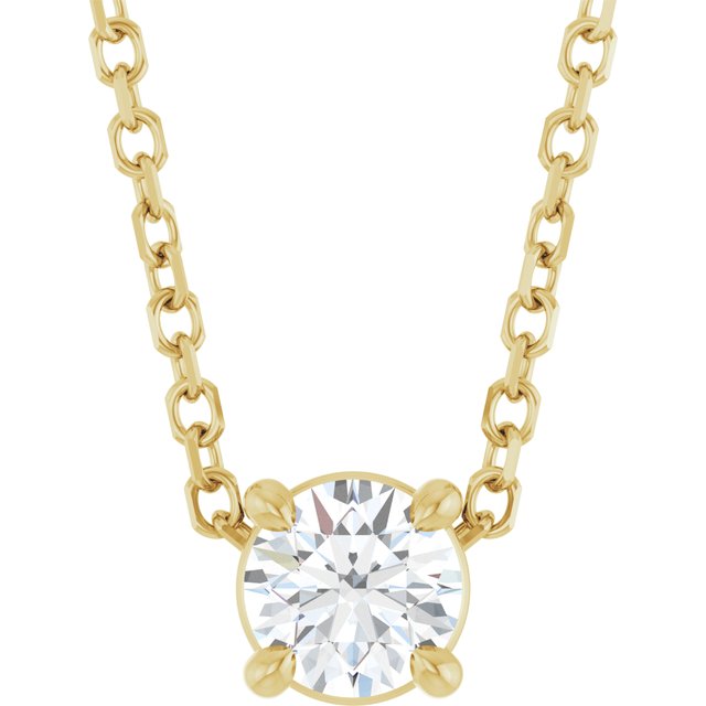 14K Yellow 4 mm Natural White Sapphire 16-18" Necklace