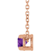 14K Rose 4 mm Natural Amethyst 16-18" Necklace