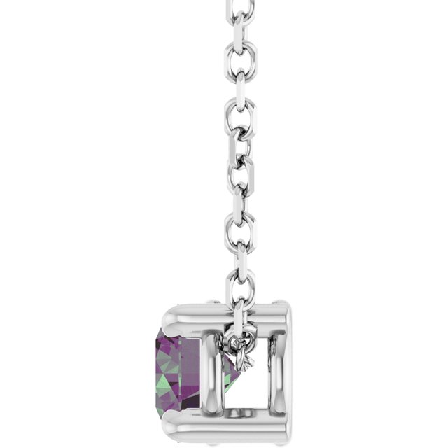 14K White 4 mm Lab-Grown Alexandrite 16-18" Necklace