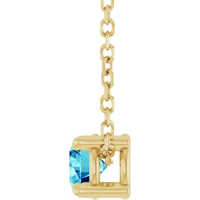 14K Yellow 4 mm Natural Blue Zircon 16-18" Necklace