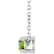 Sterling Silver 4 mm Natural Peridot 16-18" Necklace