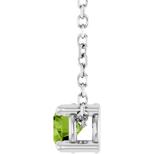Sterling Silver 4 mm Natural Peridot 16-18" Necklace