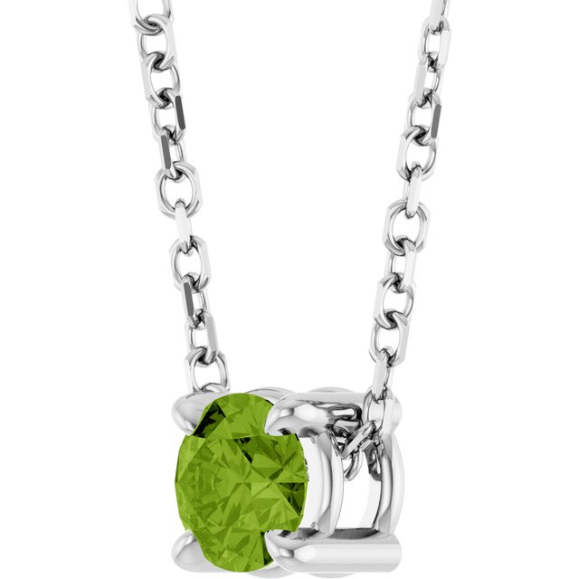 Sterling Silver 4 mm Natural Peridot 16-18" Necklace