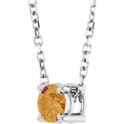 14K White 4 mm Natural Citrine 16-18" Necklace