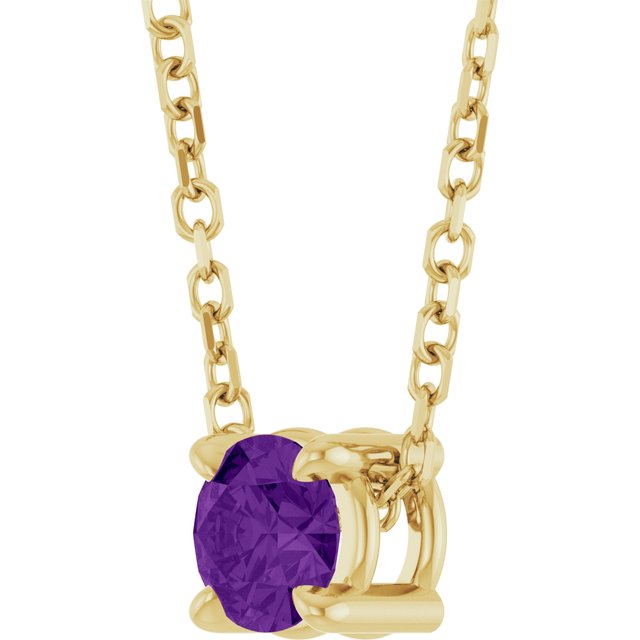 14K Yellow 4 mm Natural Amethyst 16-18" Necklace