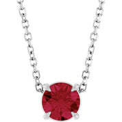 Sterling Silver 5 mm Natural Ruby 16-18" Necklace