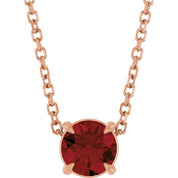 14K Rose 5 mm Natural Mozambique Garnet 16-18" Necklace