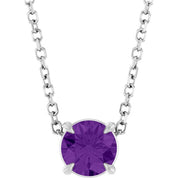14K White 5 mm Natural Amethyst 16-18" Necklace
