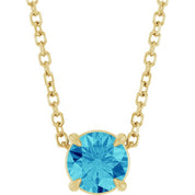 14K Yellow 5 mm Natural Blue Zircon 16-18" Necklace