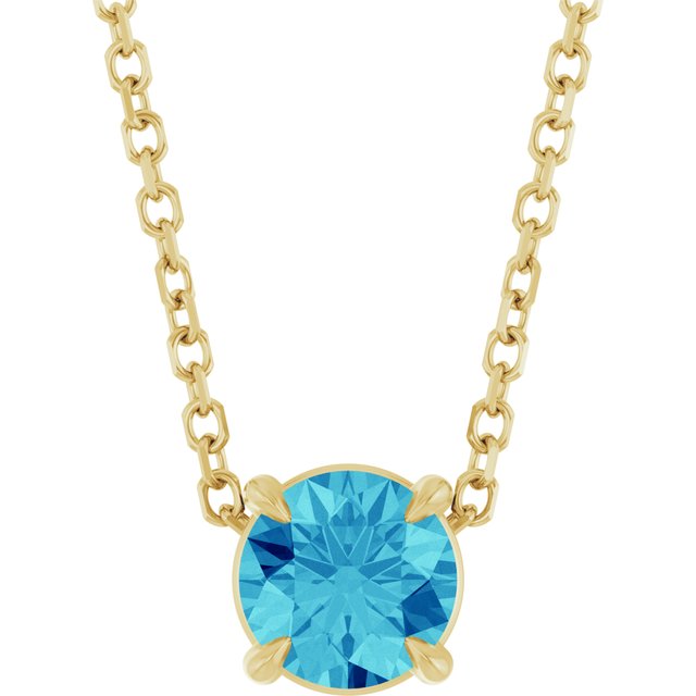 14K Yellow 5 mm Natural Blue Zircon 16-18" Necklace