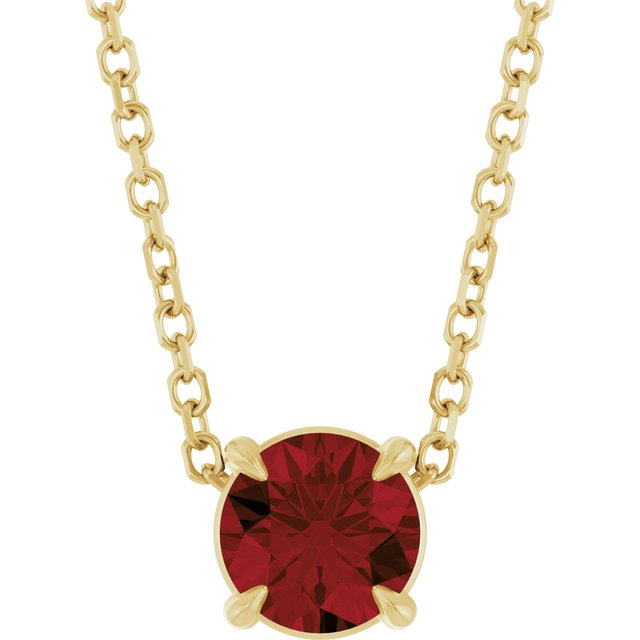 14K Yellow 5 mm Natural Mozambique Garnet 16-18" Necklace