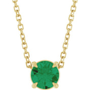 14K Yellow 5 mm Lab-Grown Emerald 16-18" Necklace