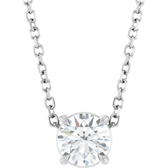 14K White 5 mm Natural White Sapphire 16-18" Necklace