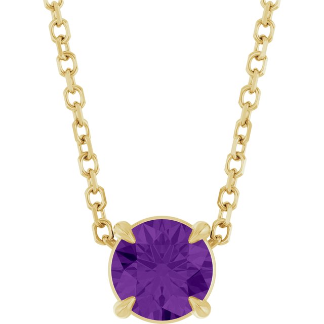 14K Yellow 5 mm Natural Amethyst 16-18" Necklace
