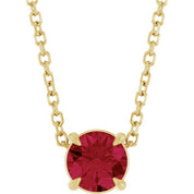 14K Yellow 5 mm Lab-Grown Ruby 16-18" Necklace