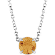 14K White 5 mm Natural Citrine 16-18" Necklace