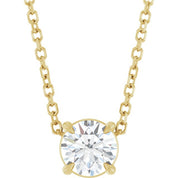 14K Yellow 5 mm Natural White Sapphire 16-18" Necklace