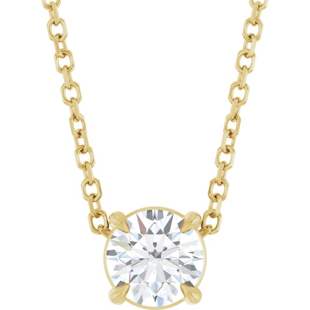 14K Yellow 5 mm Natural White Sapphire 16-18" Necklace