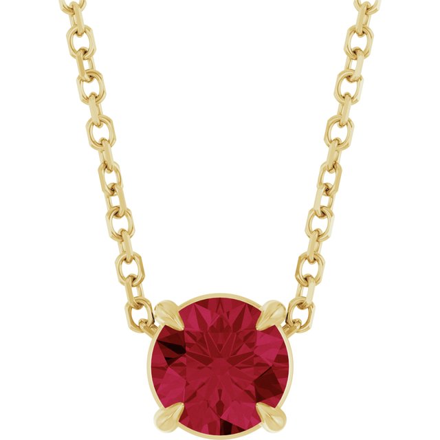 14K Yellow 5 mm Natural Ruby 16-18" Necklace