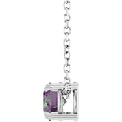 14K White 5 mm Lab-Grown Alexandrite 16-18" Necklace