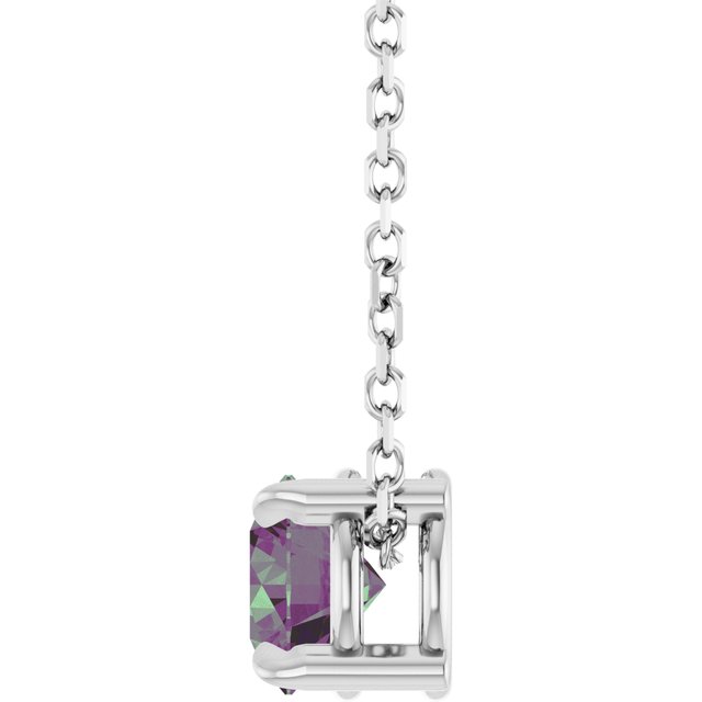 14K White 5 mm Lab-Grown Alexandrite 16-18" Necklace