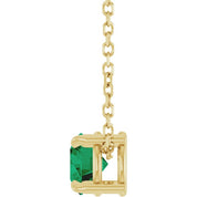 14K Yellow 5 mm Lab-Grown Emerald 16-18" Necklace