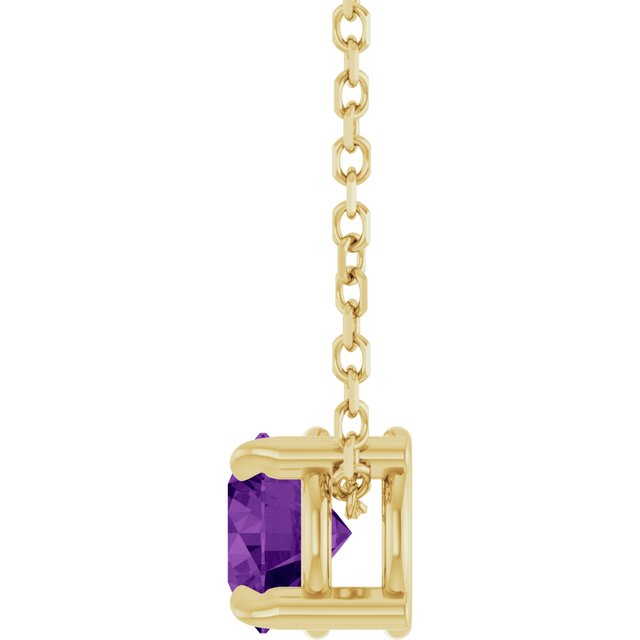 14K Yellow 5 mm Natural Amethyst 16-18" Necklace
