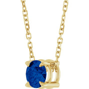 14K Yellow 5 mm Lab-Grown Blue Sapphire 16-18" Necklace