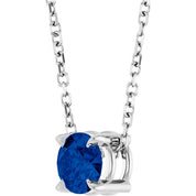 Sterling Silver 5 mm Lab-Grown Blue Sapphire 16-18" Necklace