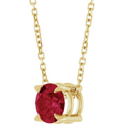 14K Yellow 6 mm Lab-Grown Ruby 16-18" Necklace